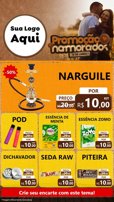 Modelo de Rede Social para Stories com o tema Promoção Namorados para Tabacaria