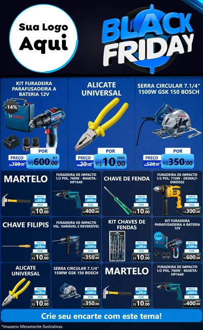 Modelo de Encarte para Encarte Grande com o tema Black Friday para Maquinas e Ferramentas