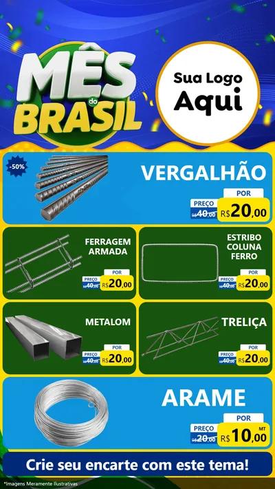 Modelo de TV para TV Vertical com o tema Mês do Brasil para Ferragens