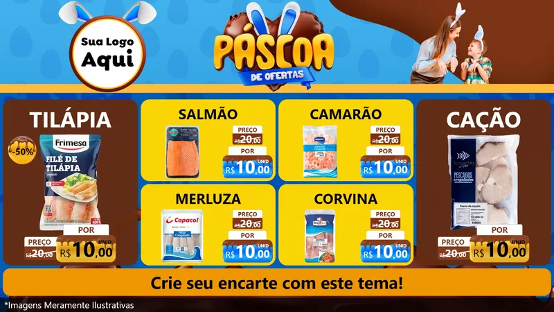 Modelo de TV para TV Horizontal com o tema Páscoa de Ofertas para Peixaria