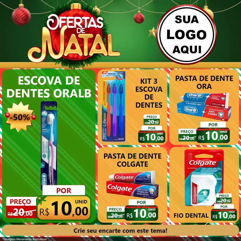 Modelo de Rede Social para Feed Facebook com o tema Ofertas de Natal para Higiene Pessoal