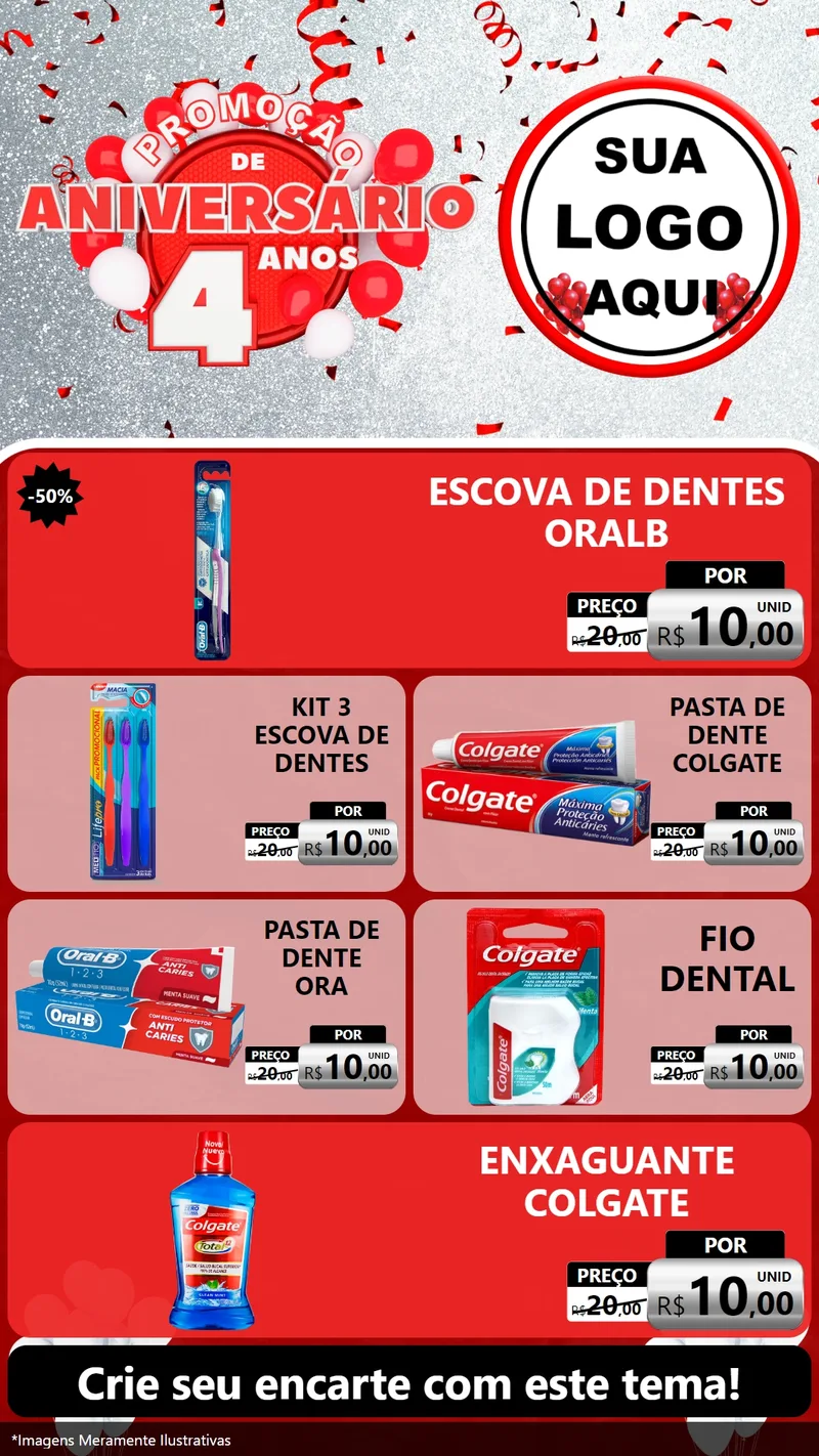 Modelo de TV para TV Vertical com o tema Promoção de Aniversário - 4 Anos para Higiene Pessoal