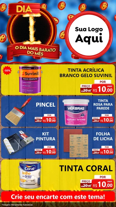 Modelo de TV para TV Vertical com o tema Dia I - O Dia Mais Barato Do Mês para Tintas e Ferramentas