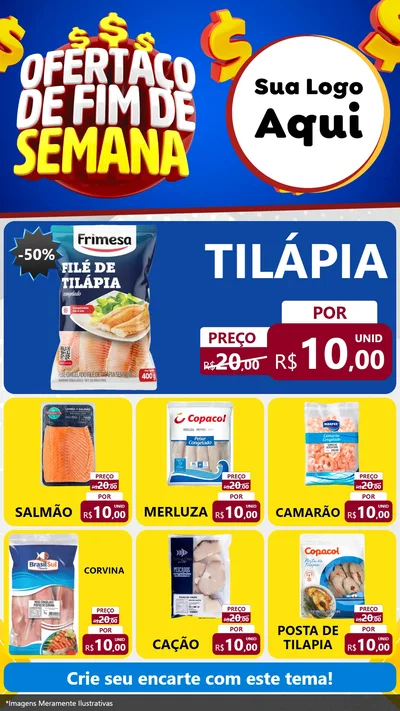 Modelo de Rede Social para Stories com o tema Ofertaço de Fim de Semana para Peixaria