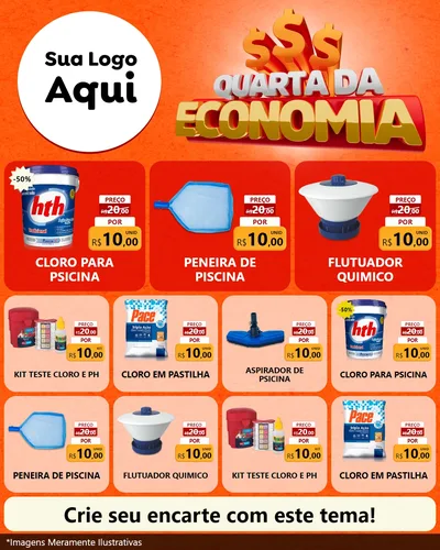 Modelo de Rede Social para Feed Instagram com o tema Quarta da Economia para Produtos para Piscina