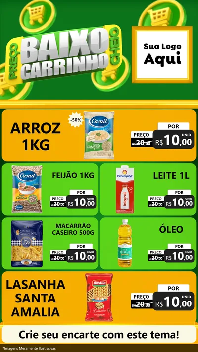 Modelo de TV para TV Vertical com o tema Preço Baixo Carrinho Cheio para Supermercado