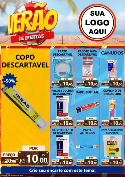 Modelo de Encarte para Encarte A4 Vertical com o tema Verão de Ofertas para Embalagens