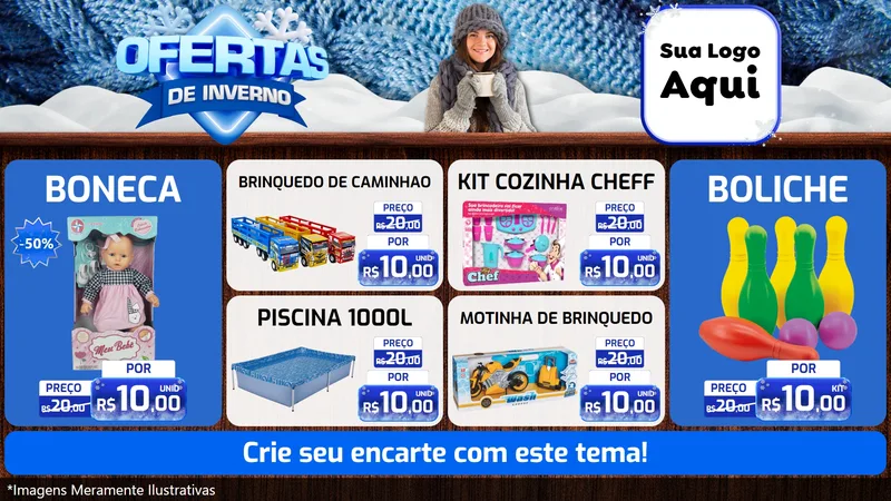Modelo de TV para TV Horizontal com o tema Ofertas de Inverno para Brinquedos