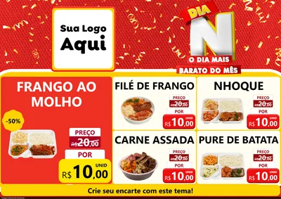 Modelo de Encarte para Encarte A4 Horizontal com o tema Dia N o Dia Mais Barato do Mês para Restaurante