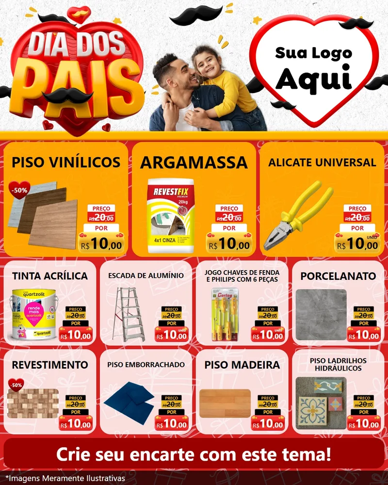 Modelo de Rede Social para Feed Instagram com o tema Dia dos Pais para Material para Construção