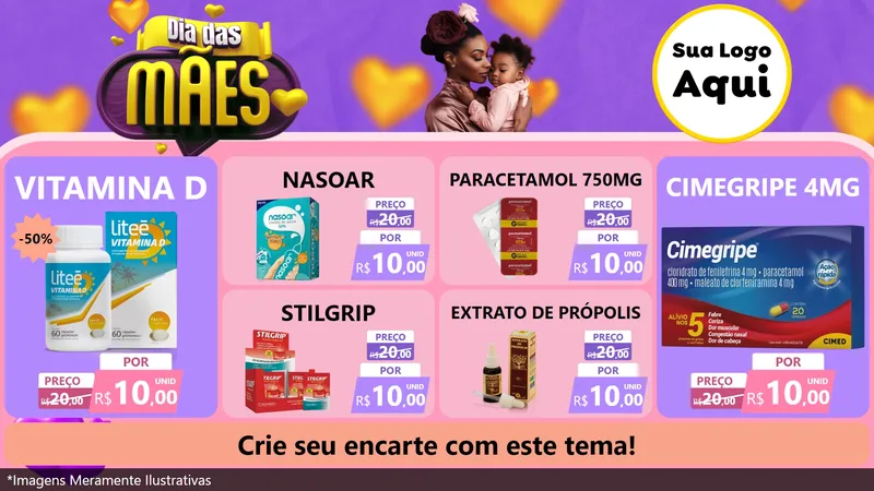 Modelo de TV para TV Horizontal com o tema Dia das Mães para Farmácia
