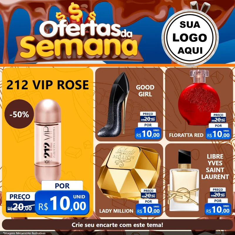 Modelo de Rede Social para Feed Facebook com o tema Ofertas da Semana - Páscoa para Perfumes