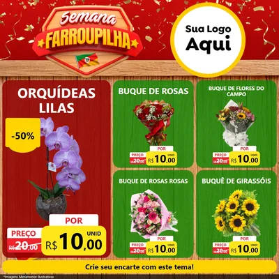 Modelo de Rede Social para Feed Facebook com o tema Semana Farroupilha para Floricultura e jardim