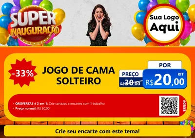 Modelo de Cartaz para Cartaz A4 Horizontal com o tema Super Inauguração para Cama, Mesa e Banho