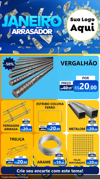Modelo de Rede Social para Stories com o tema Janeiro Arrasador para Ferragens