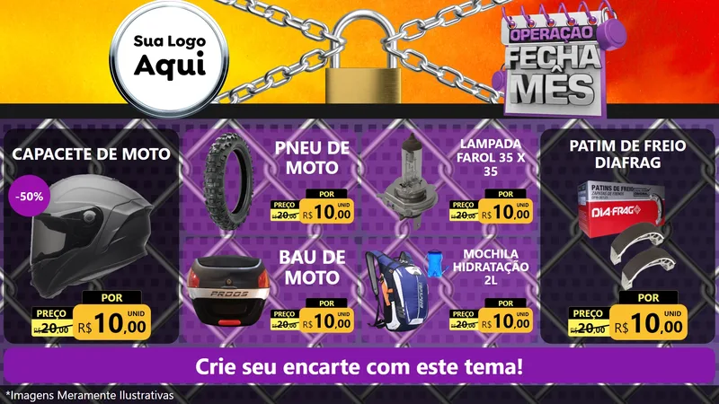 Modelo de TV para TV Horizontal com o tema Operação Fecha Mês para Moto peças