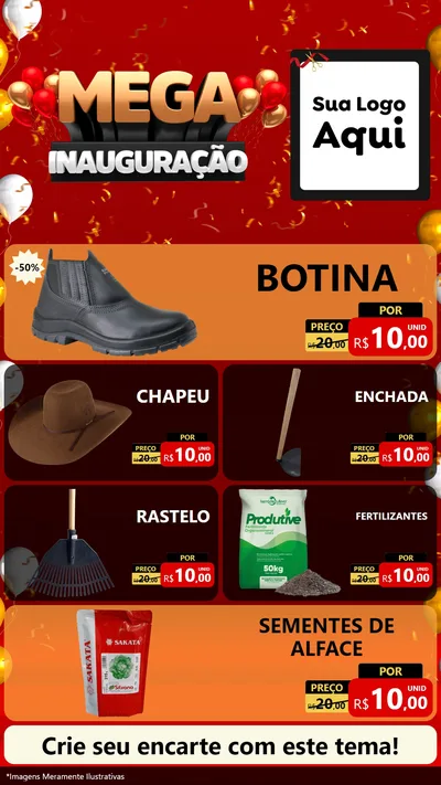 Modelo de TV para TV Vertical com o tema Mega Inauguração para Agropecuária