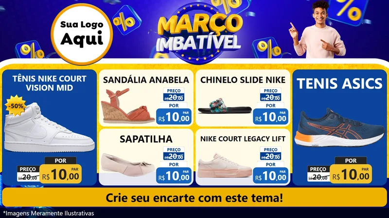 Modelo de TV para TV Horizontal com o tema Março Imbatível para Calçados