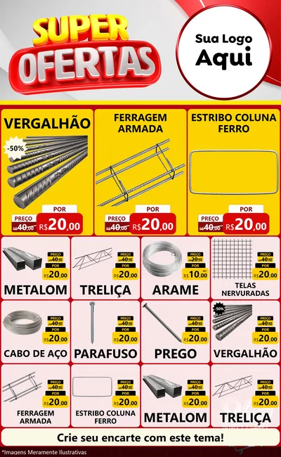 Modelo de Encarte para Encarte Grande com o tema Super Ofertas para Ferragens