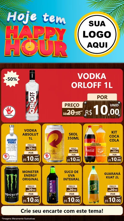 Modelo de Rede Social para Stories com o tema Hoje Tem Happy Hour para Distribuidora de bebidas
