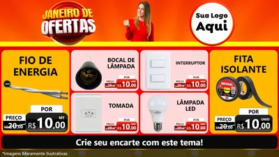 Modelo de TV para TV Horizontal com o tema Janeiro de Ofertas para Materiais Elétricos