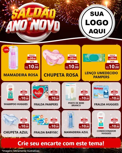 Modelo de Rede Social para Feed Instagram com o tema Saldão de Ano Novo para Bebês