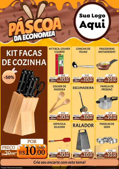 Modelo de Encarte para Encarte A4 Vertical com o tema Páscoa da Economia para Utilidades Domésticas