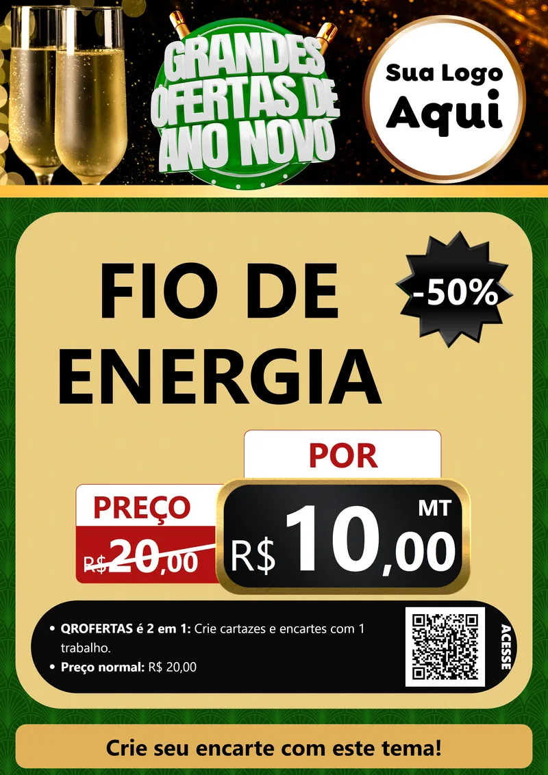 Modelo de Cartaz para Cartaz A4 Vertical com o tema Grandes Ofertas de Ano Novo para Materiais Elétricos