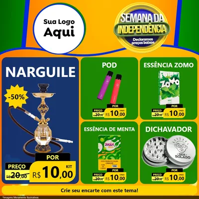 Modelo de Rede Social para Feed Facebook com o tema Semana da Independência Declaramos Preços Baixos para Tabacaria