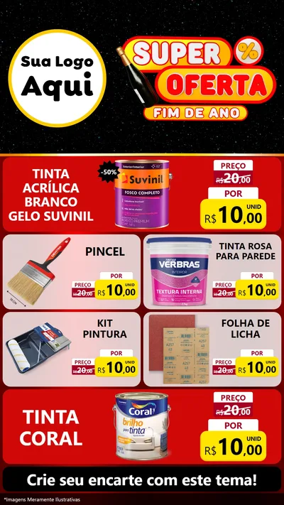 Modelo de TV para TV Vertical com o tema Super Oferta Fim de Ano para Tintas e Ferramentas