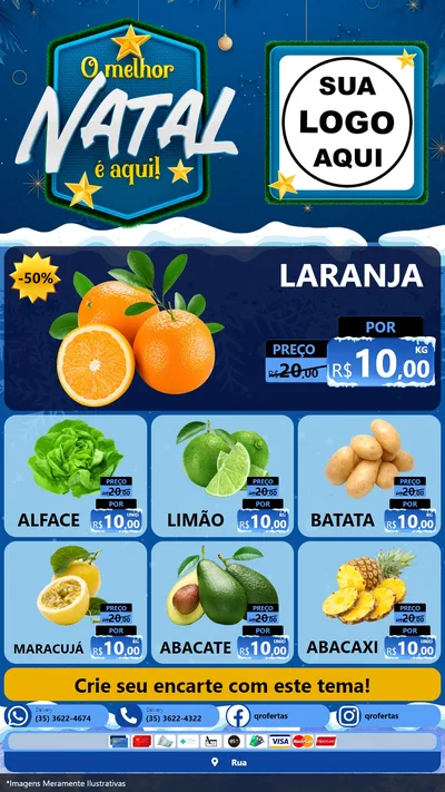 Modelo de Rede Social para Stories com o tema O Melhor Natal É Aqui! para Hortifrúti