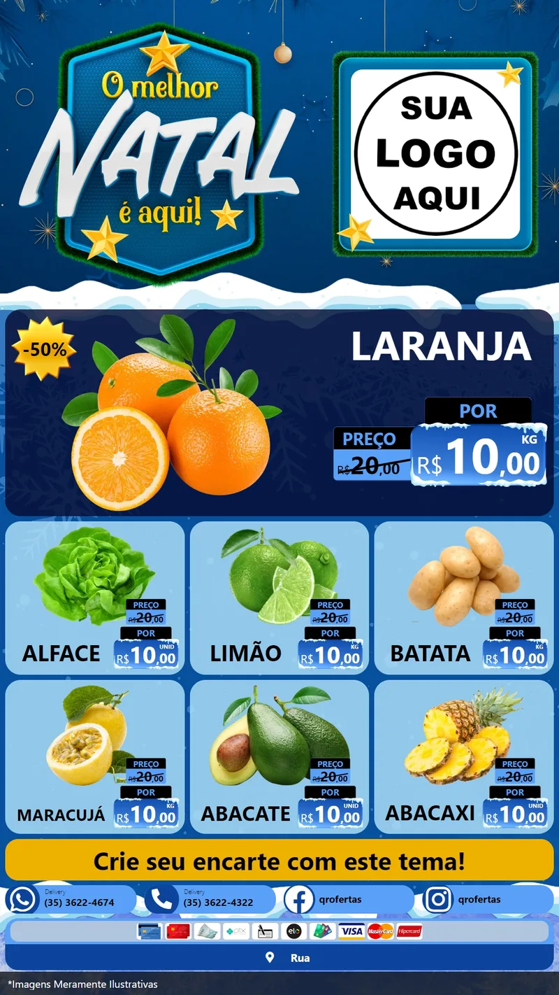 Modelo de Rede Social para Stories com o tema O Melhor Natal É Aqui! para Hortifrúti