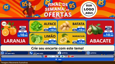 Modelo de TV para TV Horizontal com o tema Final de Semana de Ofertas para Hortifrúti