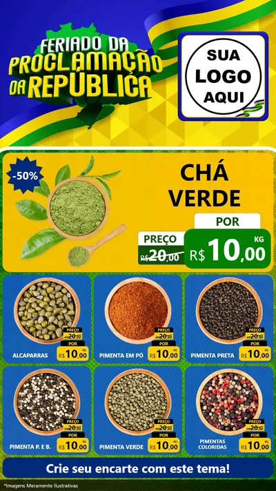 Modelo de Rede Social para Stories com o tema Feriado da Proclamação da República para Produtos Naturais
