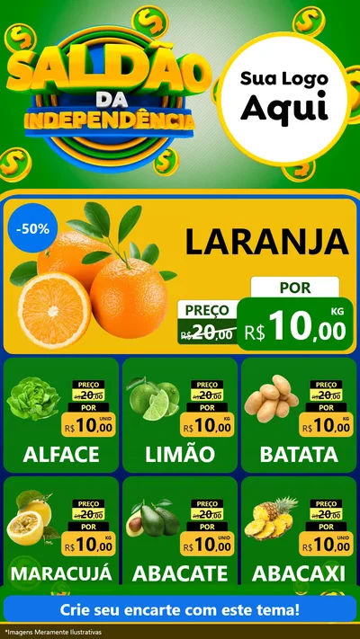 Modelo de Rede Social para Stories com o tema Saldão da Indepêndencia para Hortifrúti