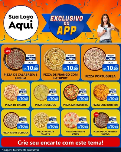 Modelo de Rede Social para Feed Instagram com o tema Exclusivo do Aplicativo para Pizzaria