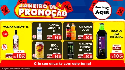 Modelo de TV para TV Horizontal com o tema Janeiro de Promoção para Distribuidora de bebidas