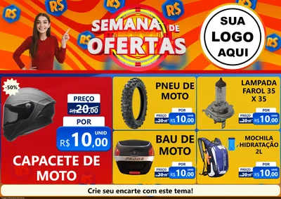 Modelo de Encarte para Encarte A4 Horizontal com o tema Semana de Ofertas para Moto peças