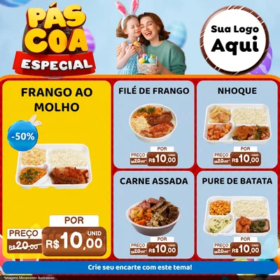 Modelo de Rede Social para Feed Facebook com o tema Páscoa Especial para Restaurante