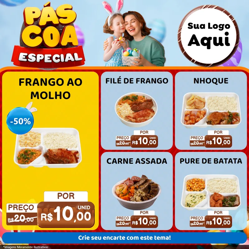 Modelo de Rede Social para Feed Facebook com o tema Páscoa Especial para Restaurante