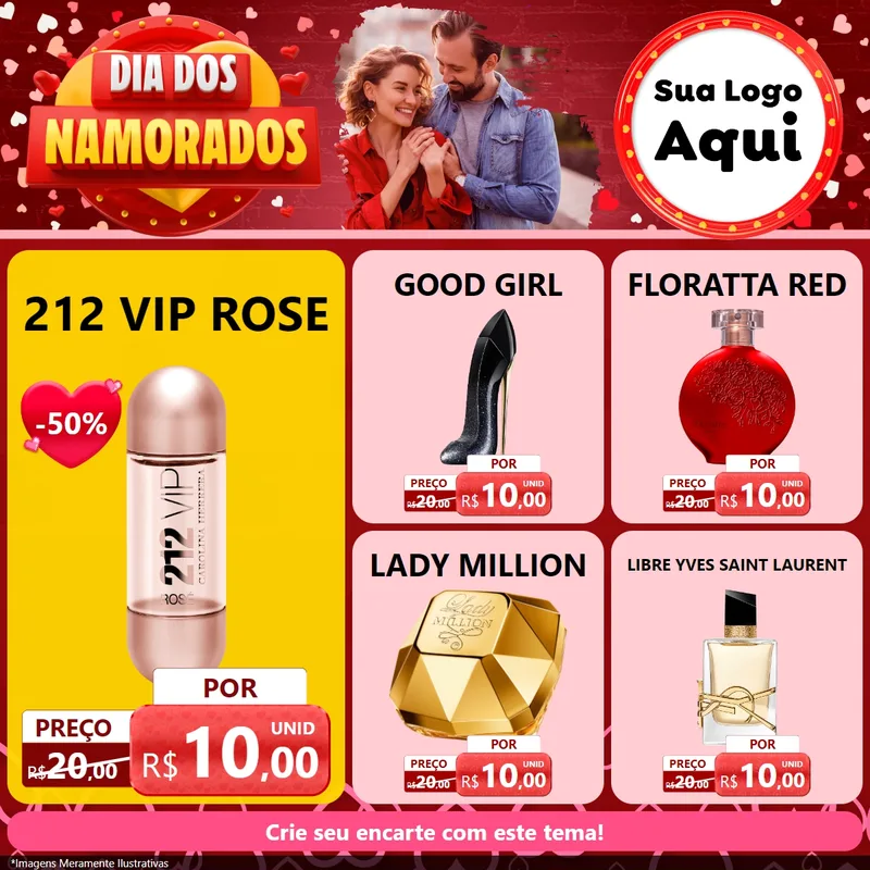 Modelo de Rede Social para Feed Facebook com o tema Dia Dos Namorados para Perfumes