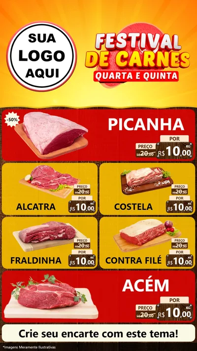 Modelo de TV para TV Vertical com o tema Festival de Carnes - Quarta e Quinta para Açougue