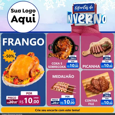 Modelo de Rede Social para Feed Facebook com o tema Ofertas de Inverno para Assados