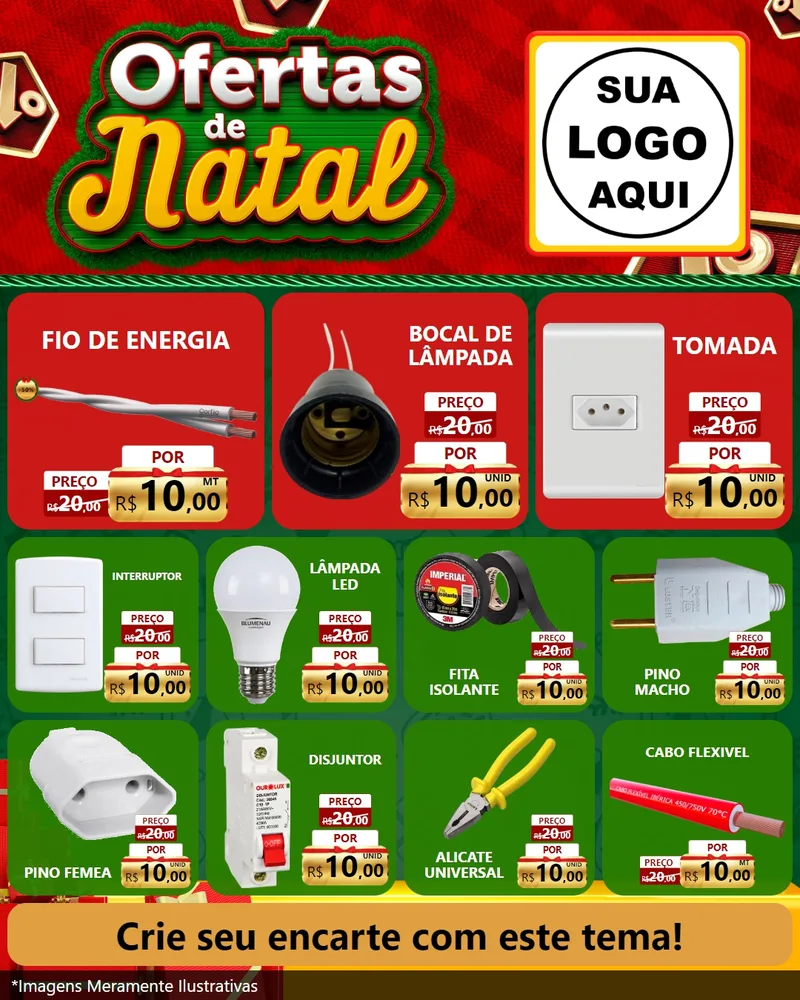 Modelo de Rede Social para Feed Instagram com o tema Ofertas de Natal para Materiais Elétricos