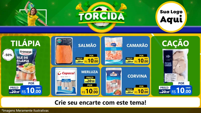 Modelo de TV para TV Horizontal com o tema Torcida para Peixaria