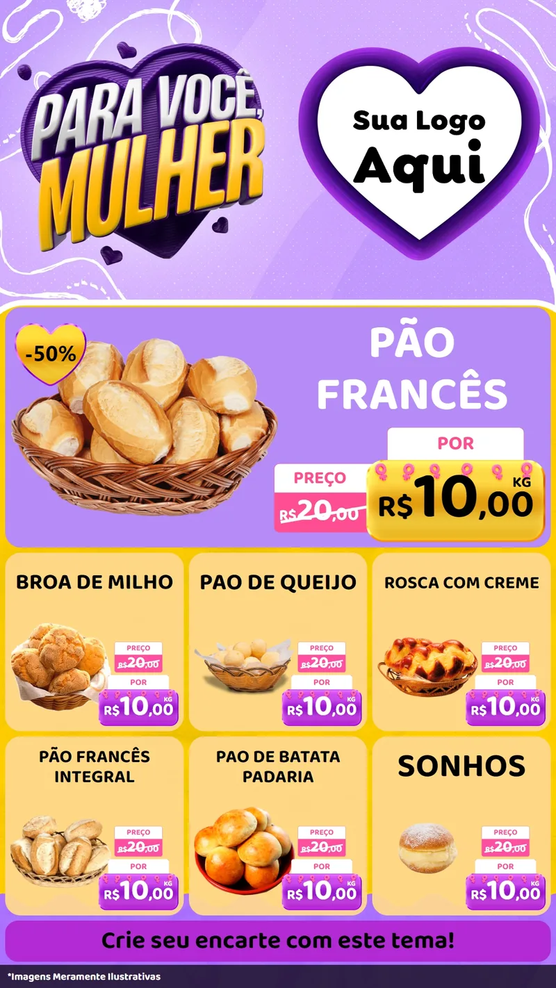 Modelo de Rede Social para Stories com o tema Para Você, Mulher para Padaria