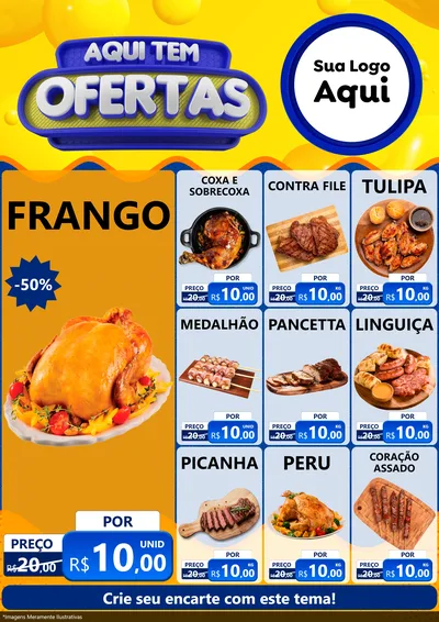 Modelo de Encarte para Encarte A4 Vertical com o tema Aqui Tem Ofertas para Assados