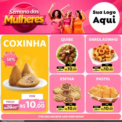Modelo de Rede Social para Feed Facebook com o tema Semana das Mulheres para Salgadaria