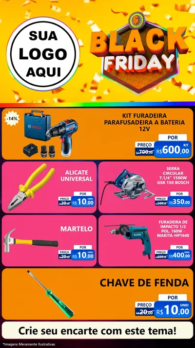 Modelo de TV para TV Vertical com o tema Black Friday para Maquinas e Ferramentas
