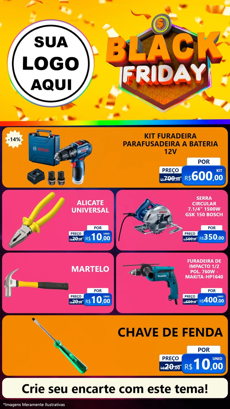Modelo de TV para TV Vertical com o tema Black Friday para Maquinas e Ferramentas